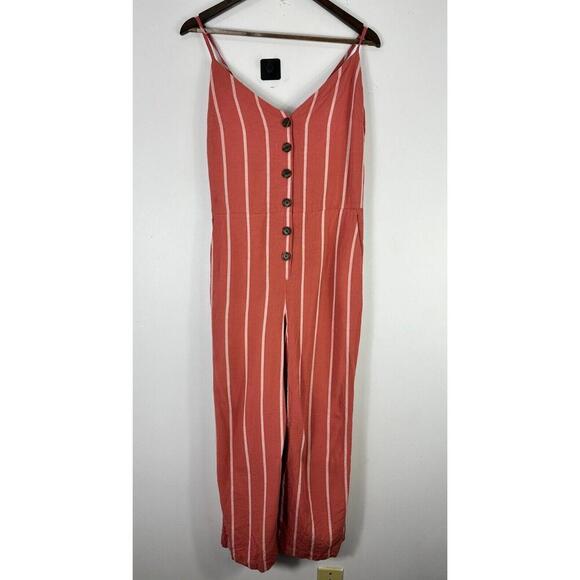 GAP Jumpsuit Womens 8 Red White Striped Button Front‎ Wide Leg Costal Cowgirl - Picture 1 of 6